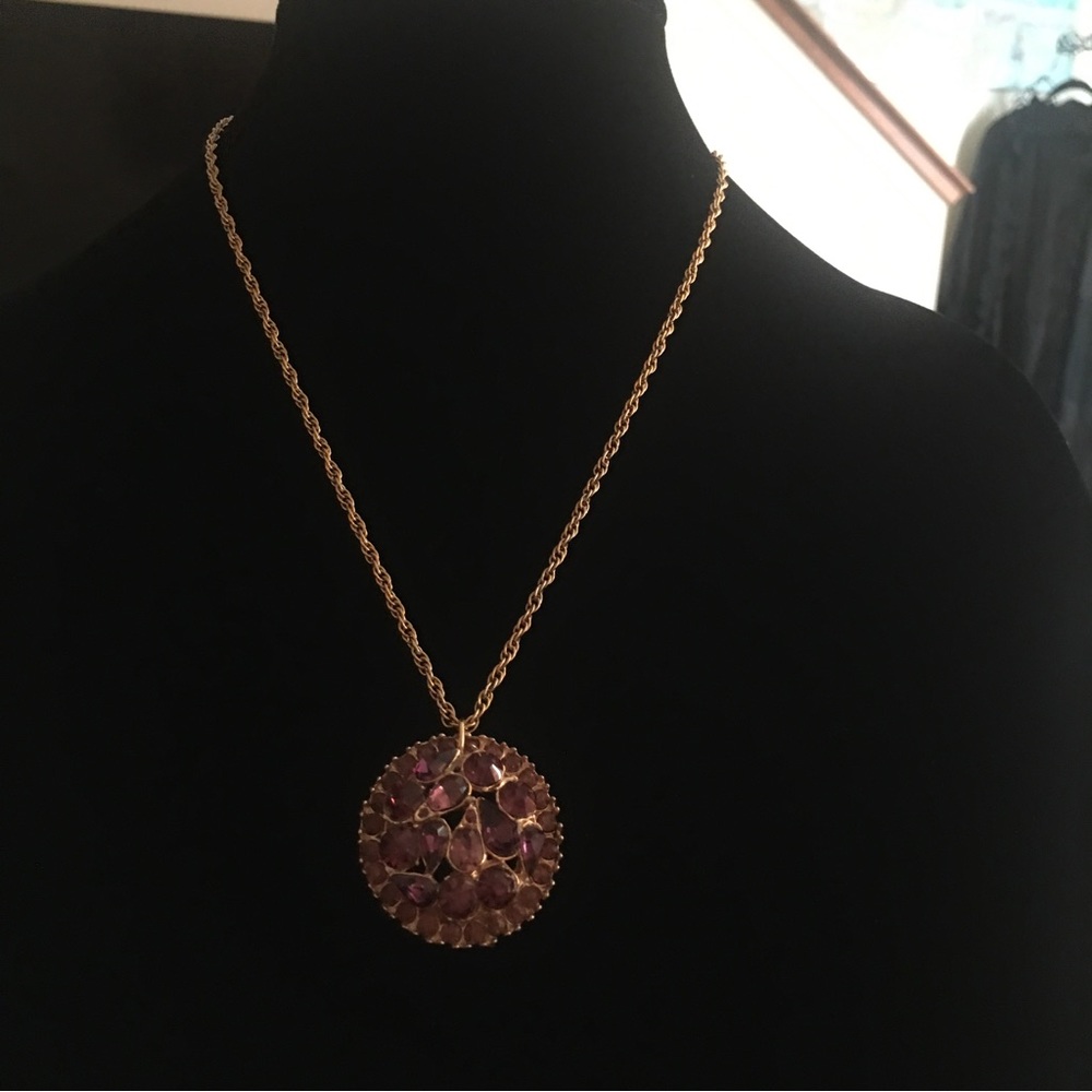 Necklace With Purple Glass Stones - Picture 3 of 7